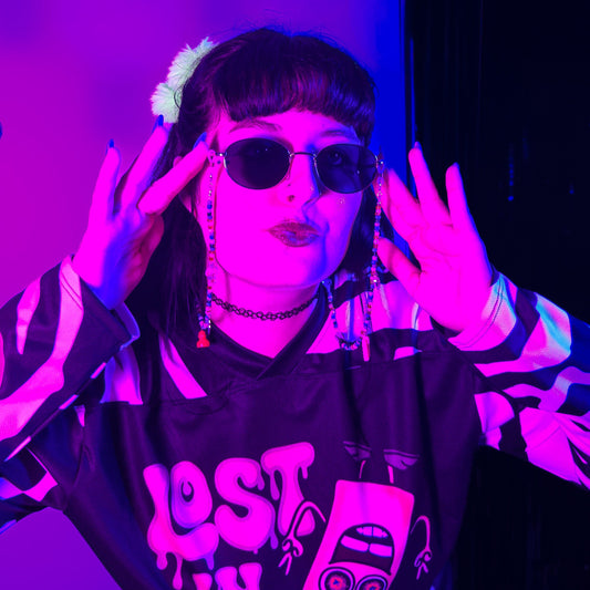 Bead Soup Sunglasses Chain studio shot on model