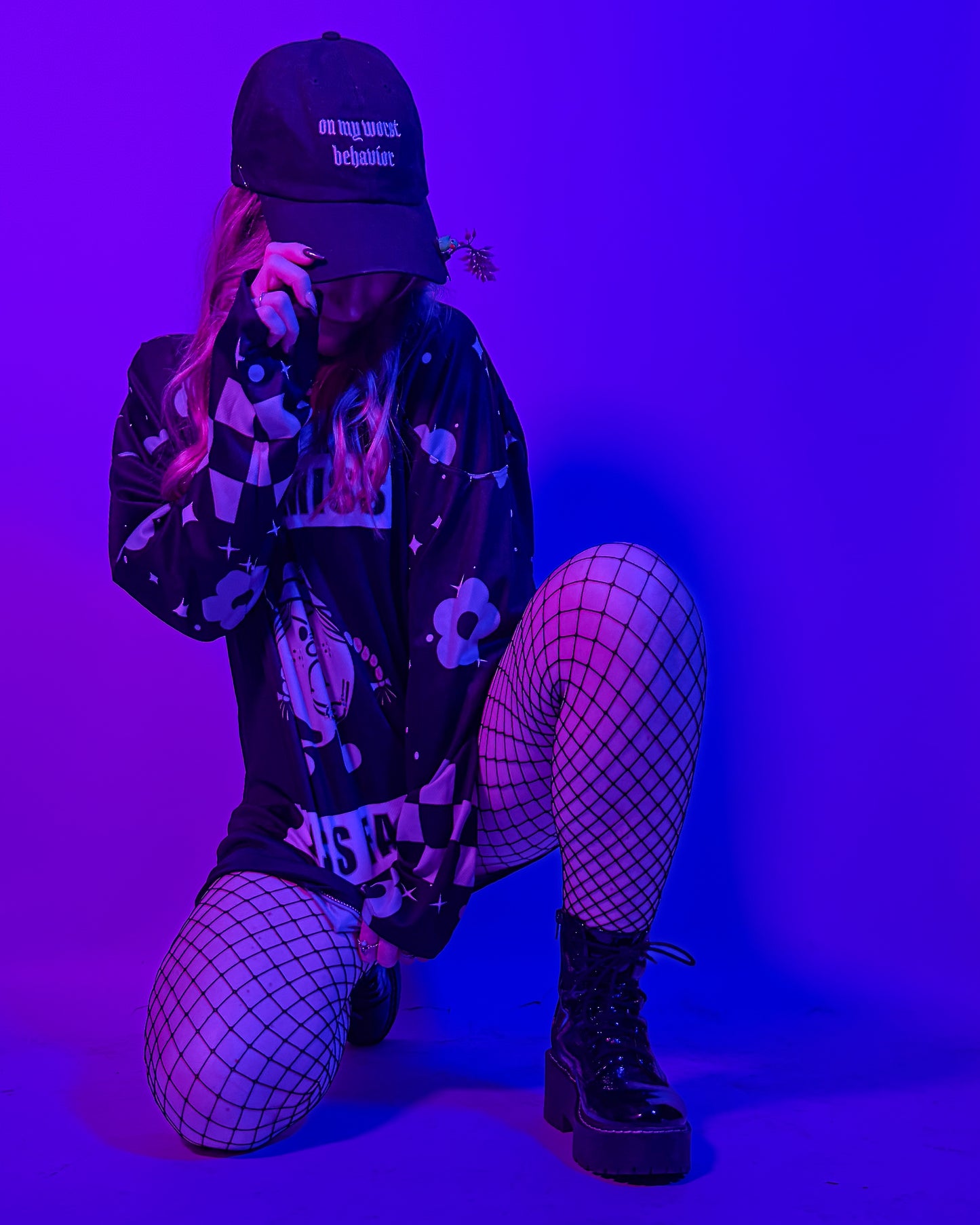 On My Worst Behavior Alt Dad Hat model shot