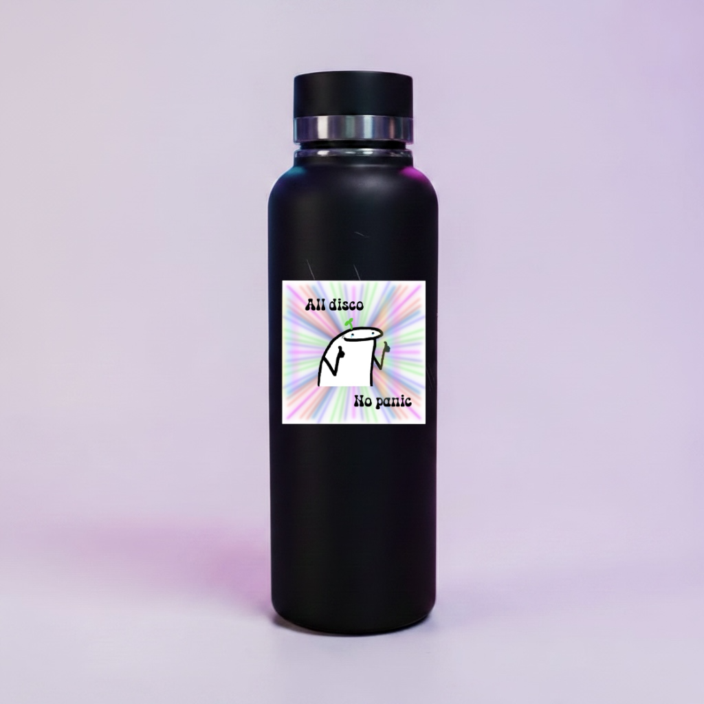 All Disco No Panic Rave Sticker water bottle mockup
