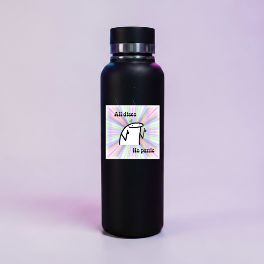 All Disco No Panic Rave Sticker water bottle mockup