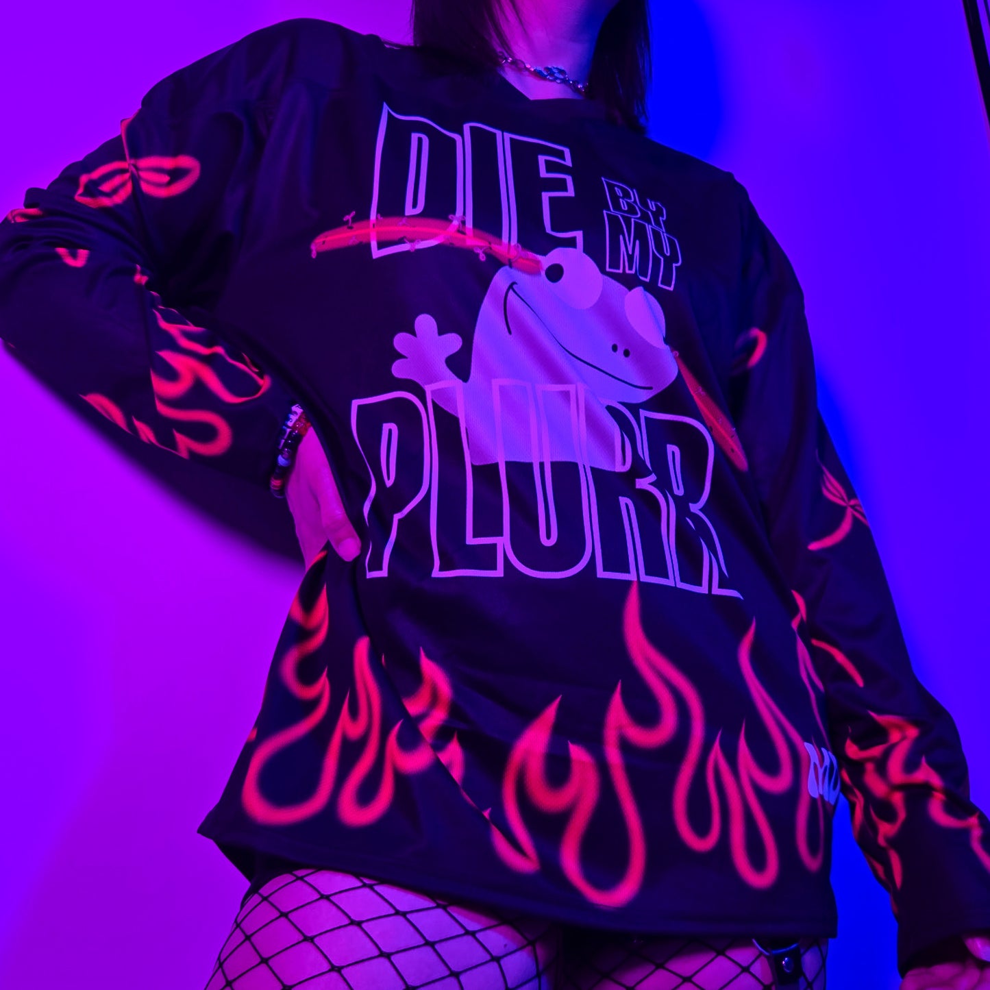 Die By My PLURR Rave Jersey model shot front