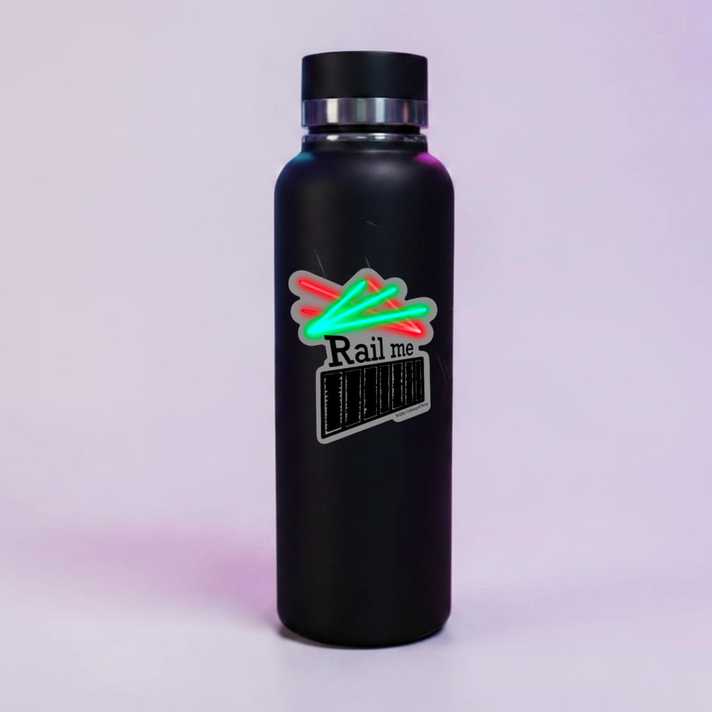 Rail Me Pun Rave Sticker water bottle mockup