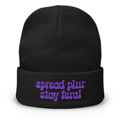 Spread Plur Stay Feral Beanie mockup